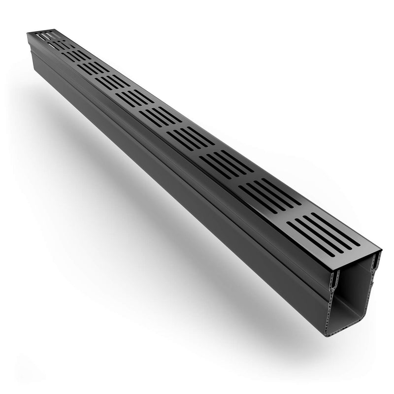 Alusthetic PVC Threshold Channel Drain with Aluminium Black Grating