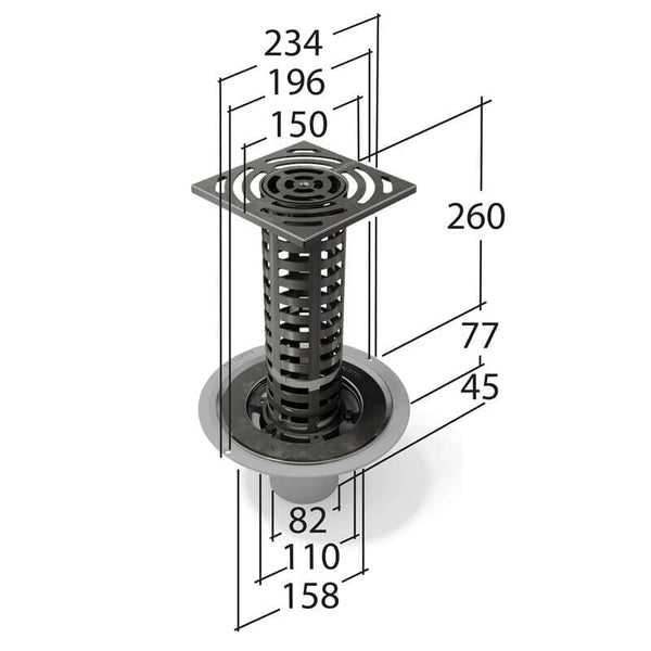 Alutec Elite Aluminium Balcony Outlet Terrace Grate - 82mm/110mm