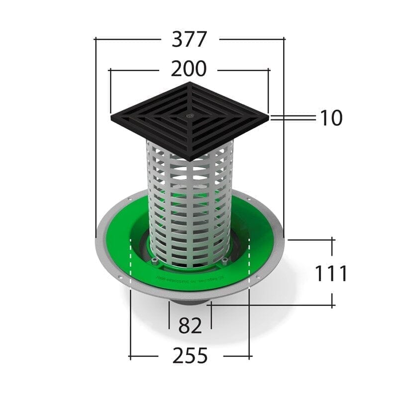 Alutec Elite Aluminium Extended Grate Rainwater Outlet 82mm