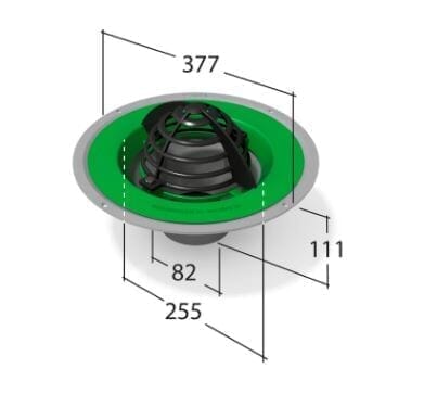 Alutec Elite Aluminium Rainwater Outlet with Dome Grate 82mm