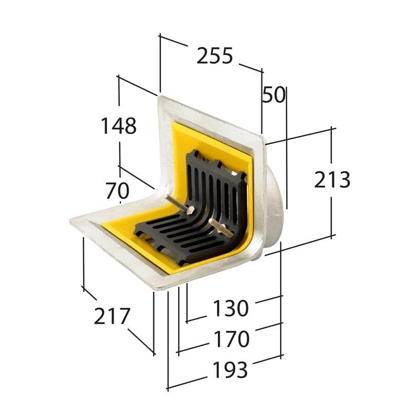 Alutec Elite Aluminium Two Way Parapet Outlet 110mm