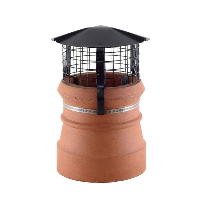 Birdguard Round Painted Aluminium Finish Chimney Cowl For Solid Fuel - Strap Fix (150mm - 240mm)