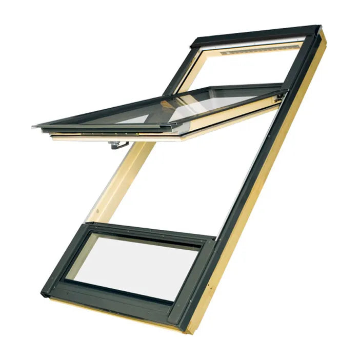 FAKRO Duet Pro Sky High Pivot Natural Pine Pitched Roof Window