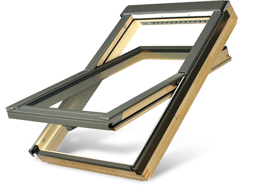 FAKRO Electrically Operated Centre Pivot Natural Pine Pitched Roof Window