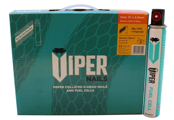 Galvanised Viper Nail Gun Nails (63x2.8mm) RG Galv'd HANDY Pack (1100)