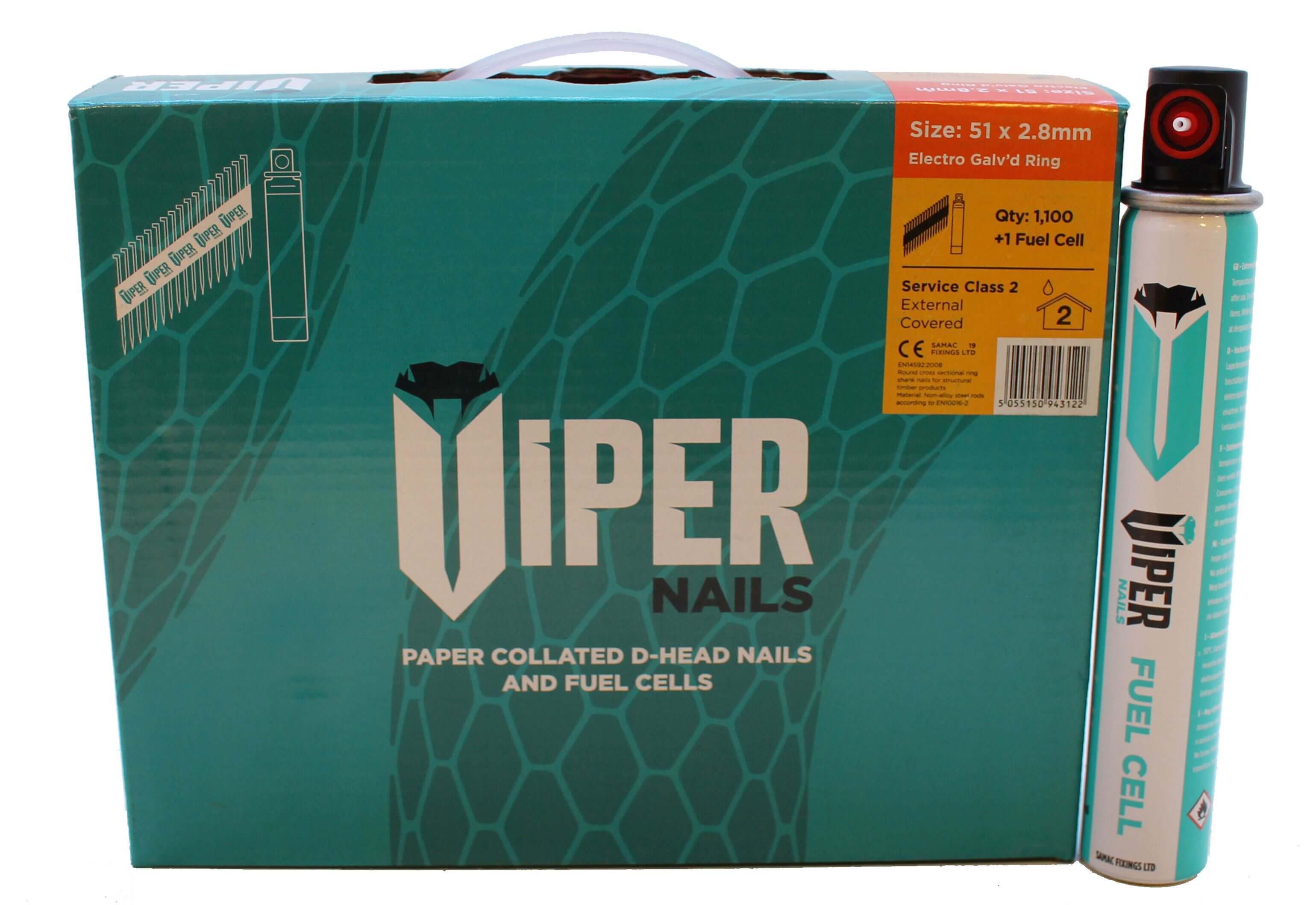 Galvanised Viper Nail Gun Nails (63x3.1mm) RG Galv'd HANDY Pack (1100)