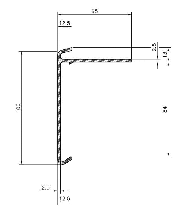 Paptrim 100mm Face GRP Trim for Felt - 2.5m