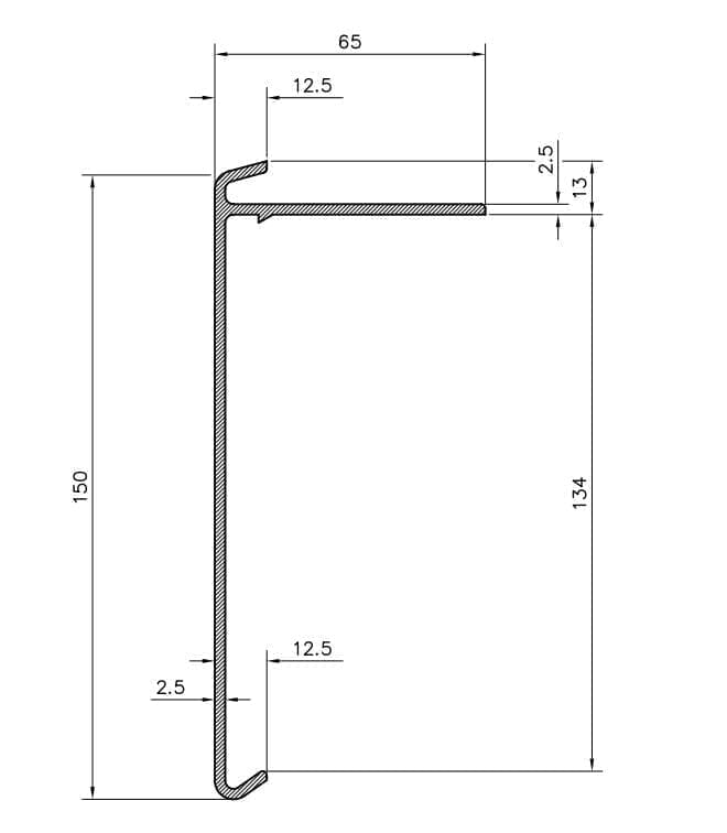 Paptrim 150mm Face GRP Trim for Felt - 2.5m