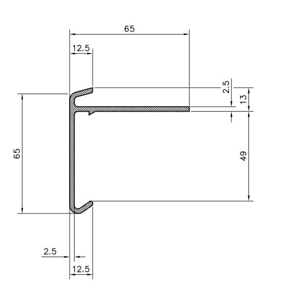 Paptrim 65mm Face GRP Trim for Felt - 2.5m