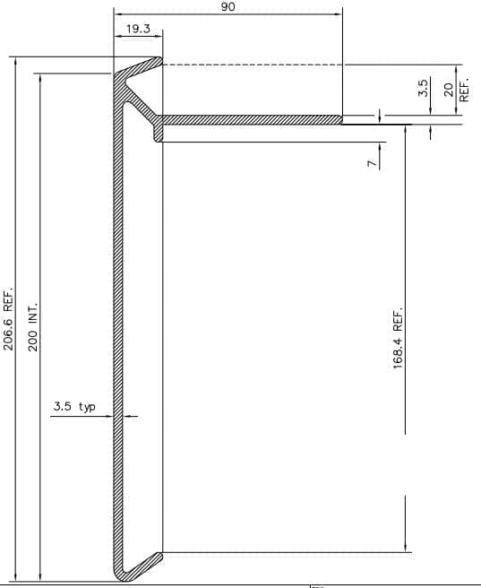 Paptrim GRP Econotrim for Felt/Asphalt/Liquid - 200mm Face - Black - 2.5m