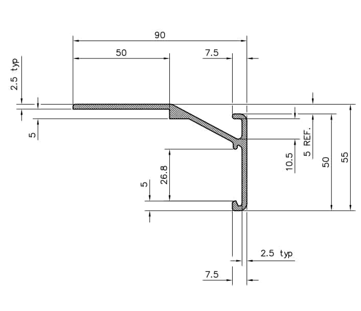 Paptrim GRP Watershed Drip Trim 50mm face - Black - 2.5m