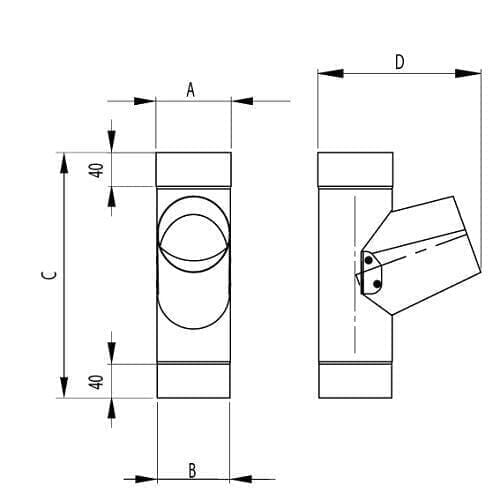 RoofArt Black Steel Guttering Downpipe Branch 100mm