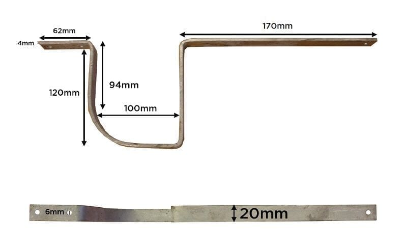 Samac Ogee Bracket for Snowguards - 150mm