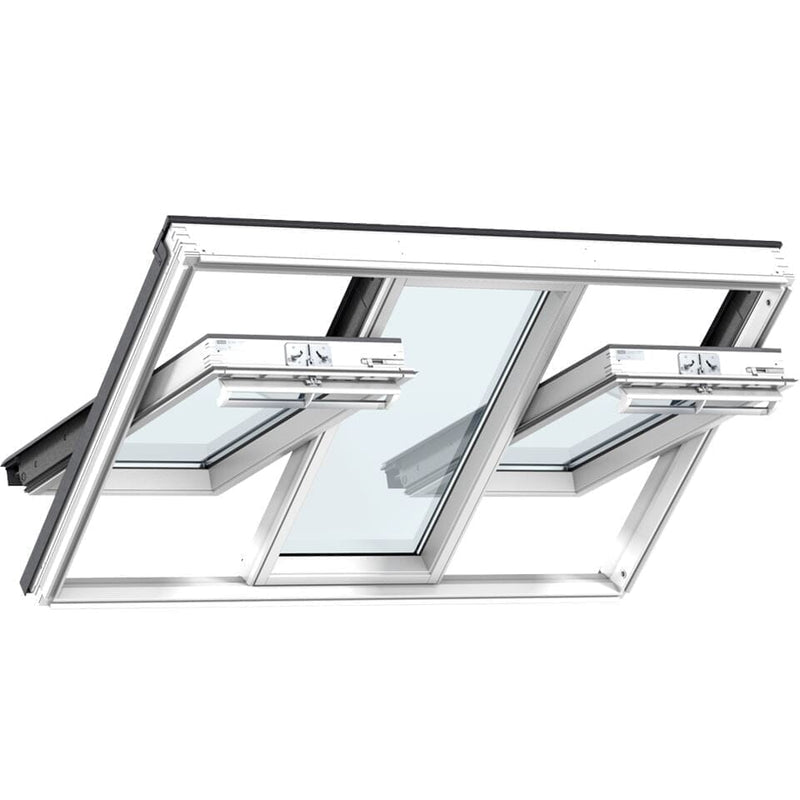 VELUX GGLS FFKF06 2070 3 in 1 Double Glazed Manual White Painted Centre-Pivot Roof Window